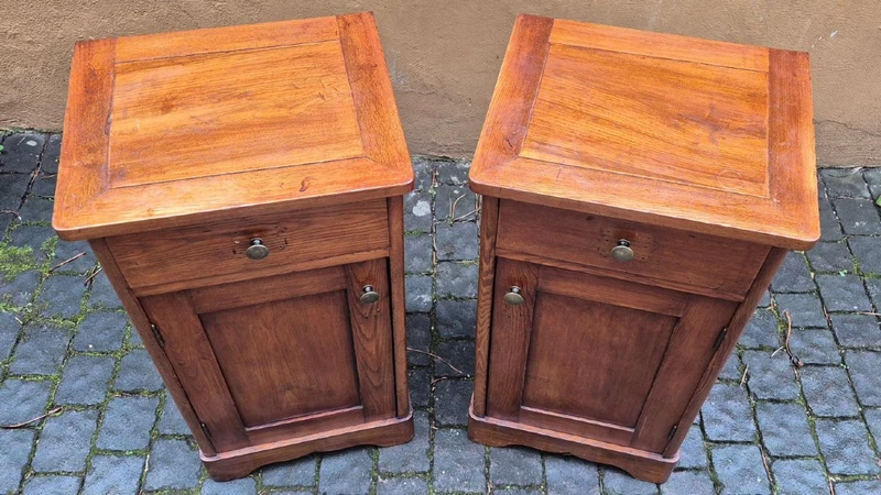 Pair of antique 19th-century oak nightstands