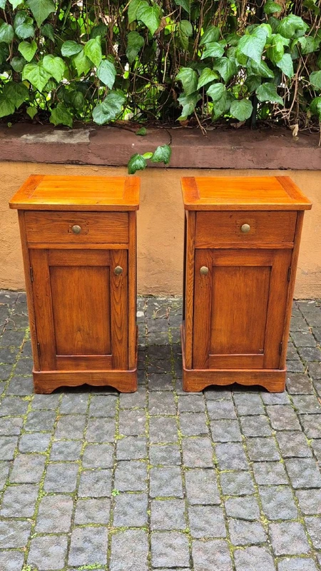 Pair of antique 19th-century oak nightstands