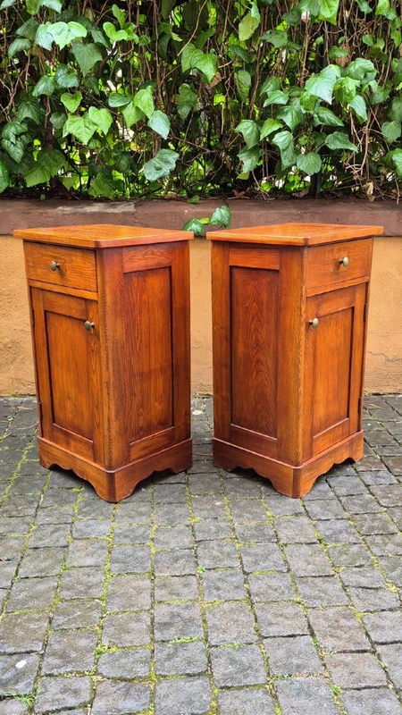 Pair of antique 19th-century oak nightstands