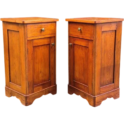 Pair of antique 19th-century oak nightstands