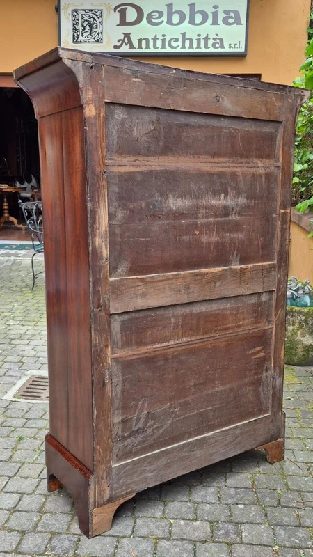Antique 19th-century chest of drawers with a groove and a drop-down panel