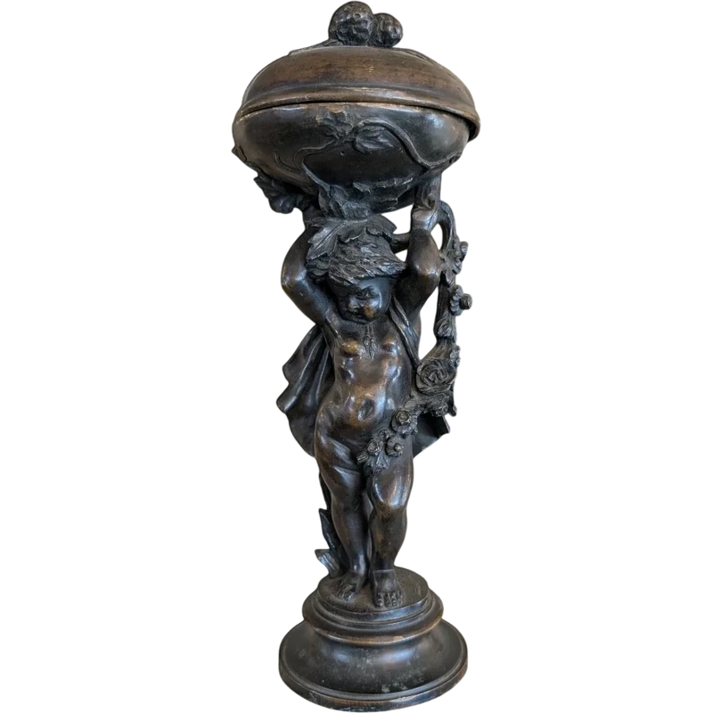 Bronze sculpture with container - Late 19th century