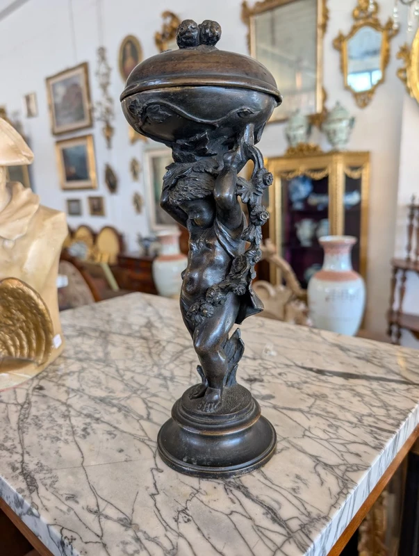 Scultura in bronzo con contenitore – Fine XIX secolo