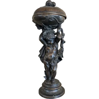Sculpture en bronze avec récipient - Fin du 19e siècle
