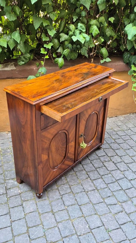 Narrow antique sideboard with walnut veneer