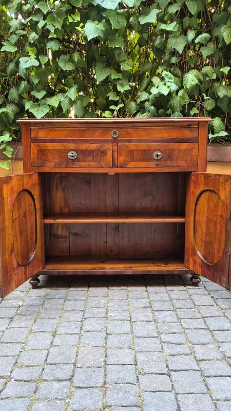 Narrow antique sideboard with walnut veneer