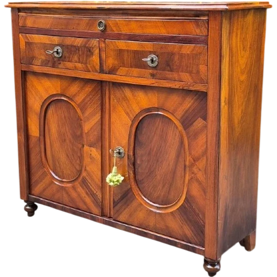Narrow antique sideboard with walnut veneer