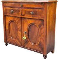 Narrow antique sideboard with walnut veneer