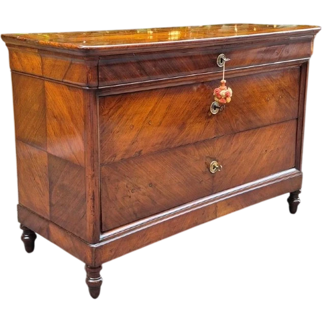 Antique Luigi Filippo-style chest of drawers from Emilia, cappuccino color