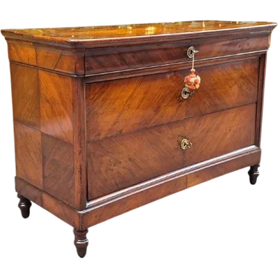 Antique Luigi Filippo-style chest of drawers from Emilia, cappuccino color