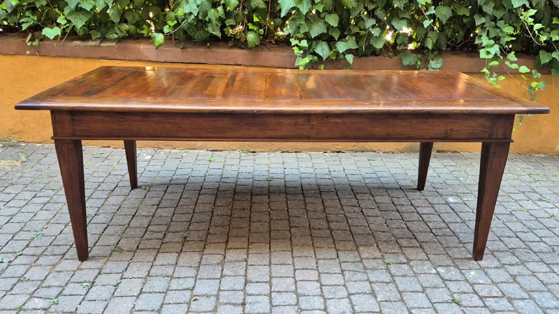 Large antique Piedmontese table with spindle legs