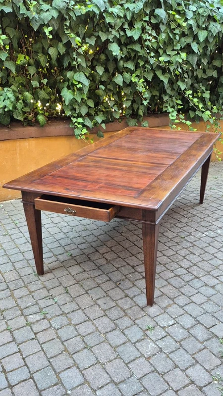 Large antique Piedmontese table with spindle legs