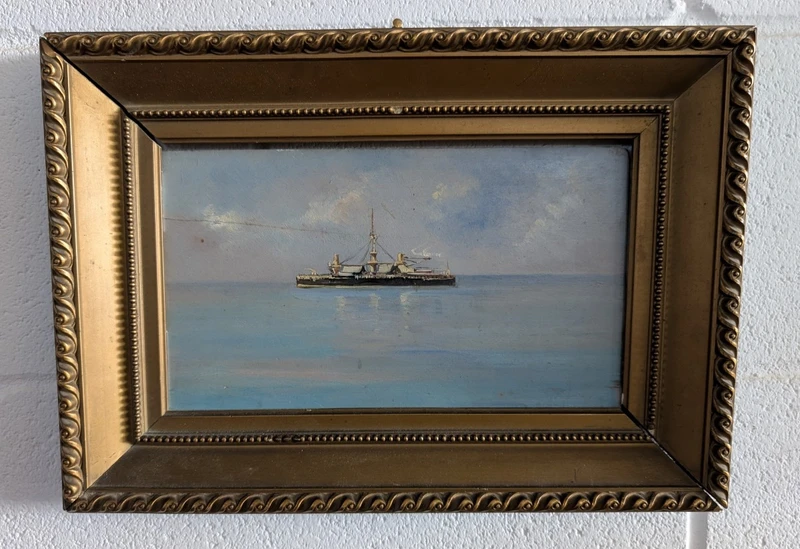 Dipinto marino con nave militare