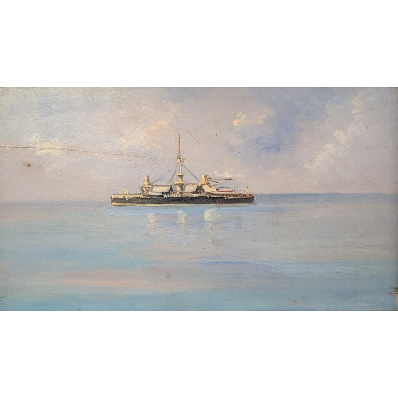 Dipinto marino con nave militare