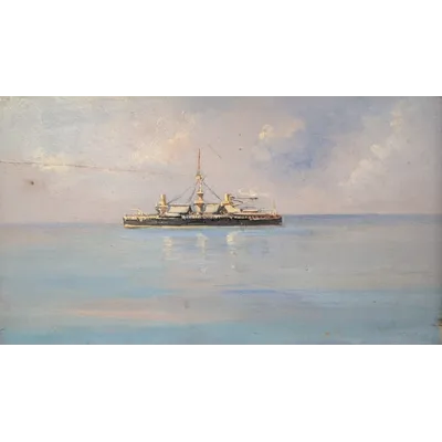 Dipinto marino con nave militare