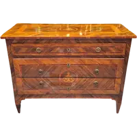 Antique Lombard Louis XVI chest of drawers with fillet work and inlay