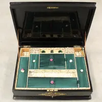 Antique lacquered, painted, and inlaid wooden casket from the 19th century