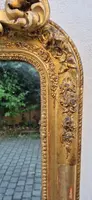 Grand miroir ancien doré du XIXe siècle avec corniche