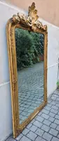 Grand miroir ancien doré du XIXe siècle avec corniche