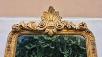 Grand miroir ancien doré du XIXe siècle avec corniche