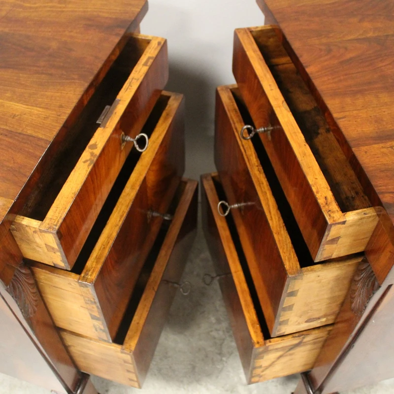 Antique pair of Empire-style walnut chest-of-drawers, 19th century