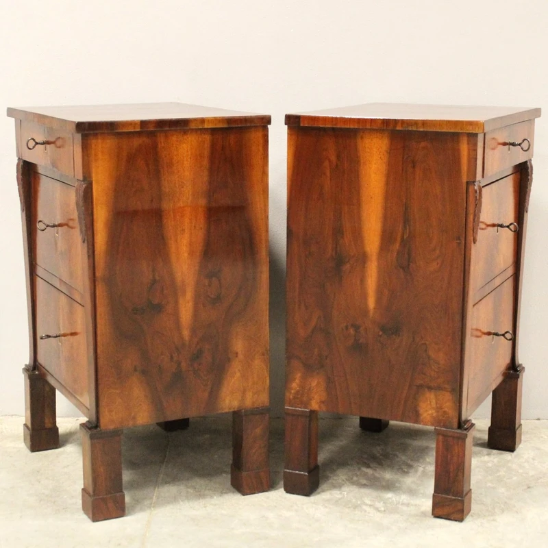 Antique pair of Empire-style walnut chest-of-drawers, 19th century