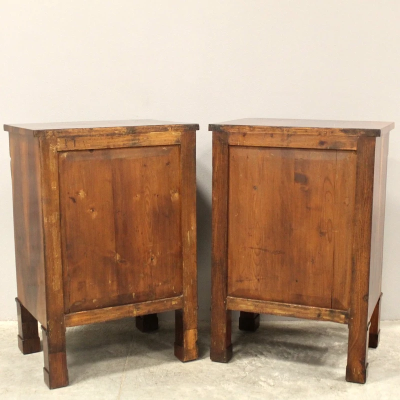 Antique pair of Empire-style walnut chest-of-drawers, 19th century