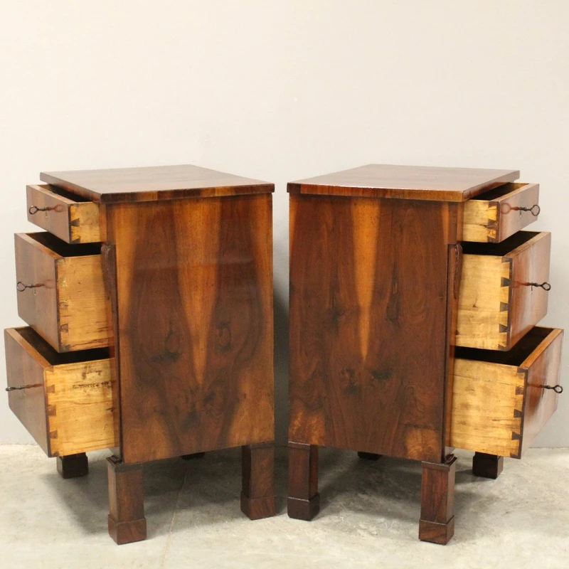 Antique pair of Empire-style walnut chest-of-drawers, 19th century