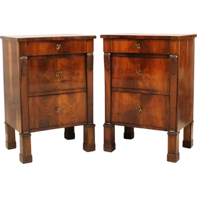 Antique pair of Empire-style walnut chest-of-drawers, 19th century