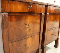 Antique pair of Empire-style walnut chest-of-drawers, 19th century