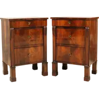 Antique pair of Empire-style walnut chest-of-drawers, 19th century