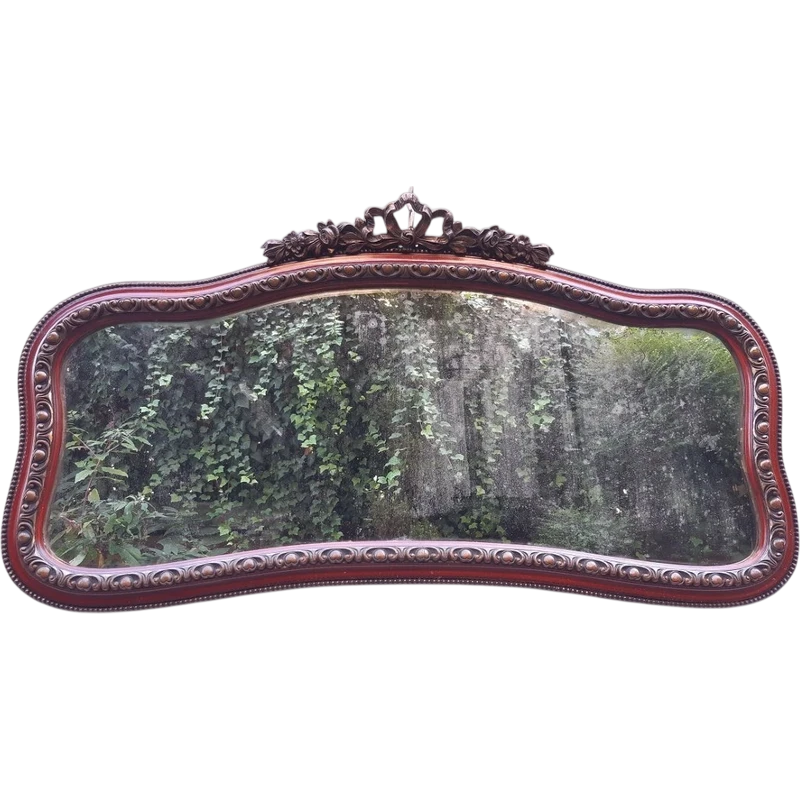 Antique horizontal mirror from the 19th century with a cornice