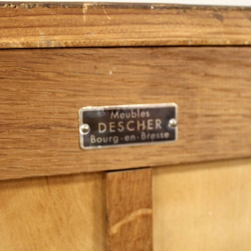 Antique oak filing cabinet with sliding doors