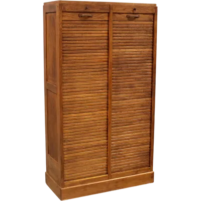 Antique oak filing cabinet with sliding doors