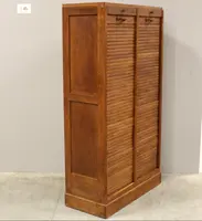 Antique oak filing cabinet with sliding doors