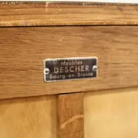 Antique oak filing cabinet with sliding doors