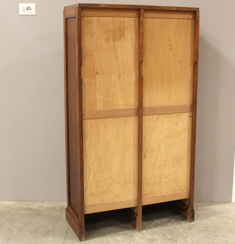 Antique oak filing cabinet with sliding doors