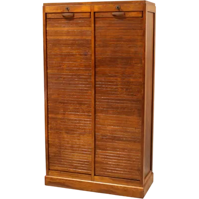 Antique oak filing cabinet with sliding doors
