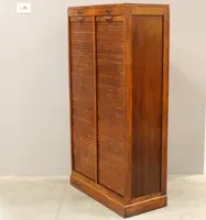 Antique oak filing cabinet with sliding doors