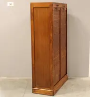 Antique oak filing cabinet with sliding doors
