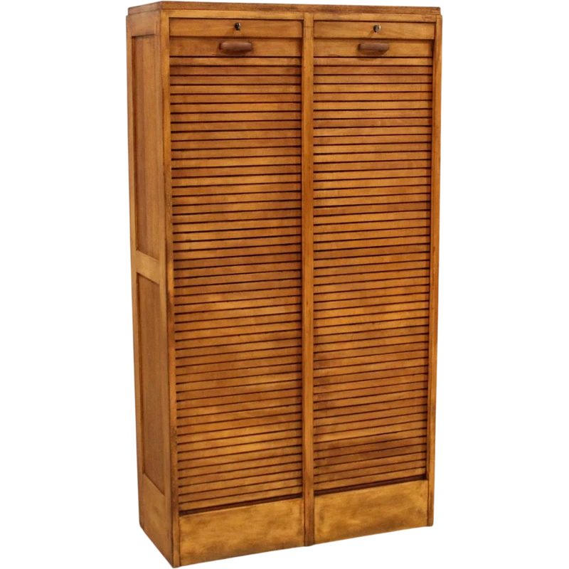 Antique oak filing cabinet with sliding doors