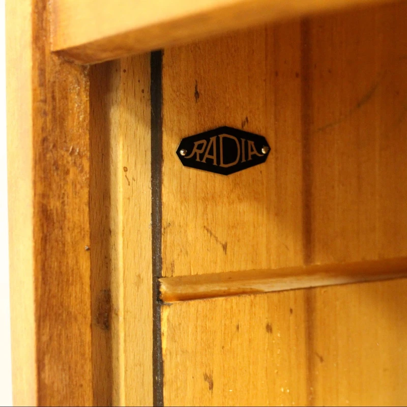 Antique oak filing cabinet with sliding doors