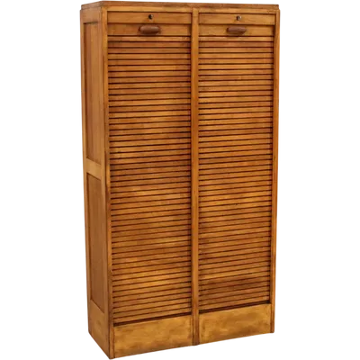 Antique oak filing cabinet with sliding doors