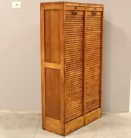 Antique oak filing cabinet with sliding doors