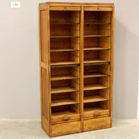 Antique oak filing cabinet with sliding doors