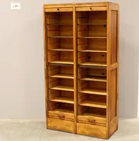 Antique oak filing cabinet with sliding doors