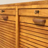 Antique oak filing cabinet with sliding doors