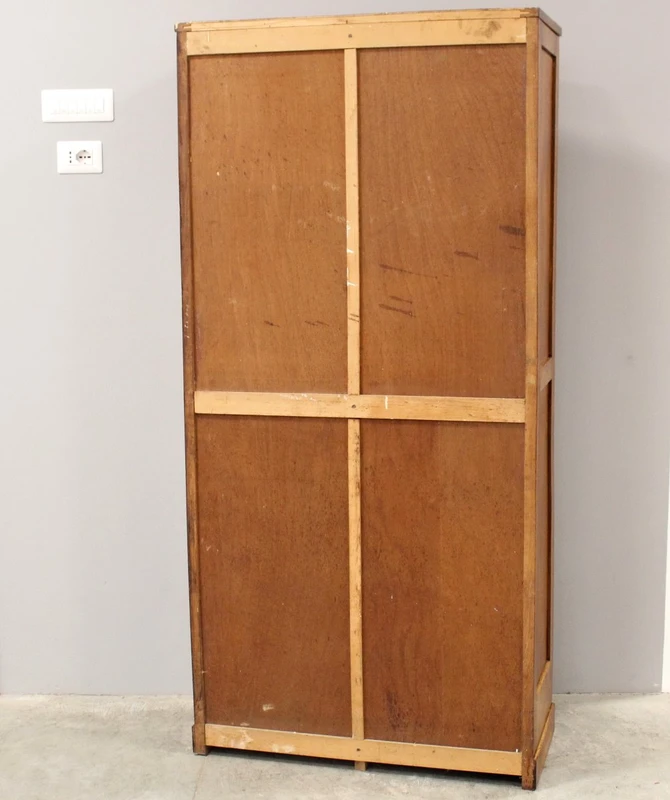 Ancien classeur à volet coulissant pour archives, en chêne