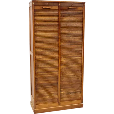 Antique oak filing cabinet with sliding doors