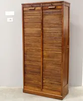 Ancien classeur à volet coulissant pour archives, en chêne